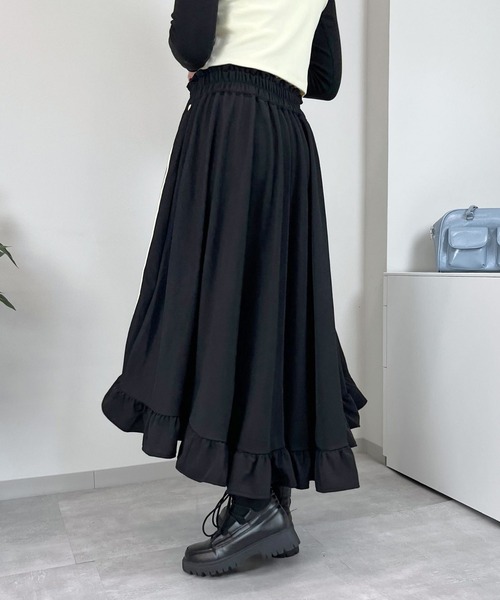 sevens(セブンズ)の「【sevens】SK 裾フリルジャージロングスカート(スカート・レディース・ブラック/ブラウン・FREE)」の7枚目の写真