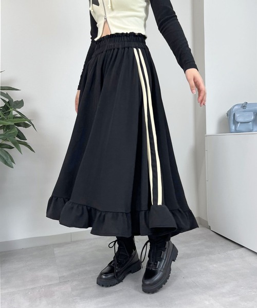 sevens(セブンズ)の「【sevens】SK 裾フリルジャージロングスカート(スカート・レディース・ブラック/ブラウン・FREE)」の9枚目の写真