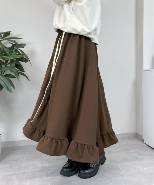 sevens(セブンズ)の「【sevens】SK 裾フリルジャージロングスカート(スカート・レディース・ブラック/ブラウン・FREE)」の10枚目の写真