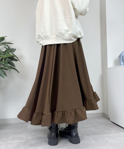 sevens(セブンズ)の「【sevens】SK 裾フリルジャージロングスカート(スカート・レディース・ブラック/ブラウン・FREE)」の11枚目の写真