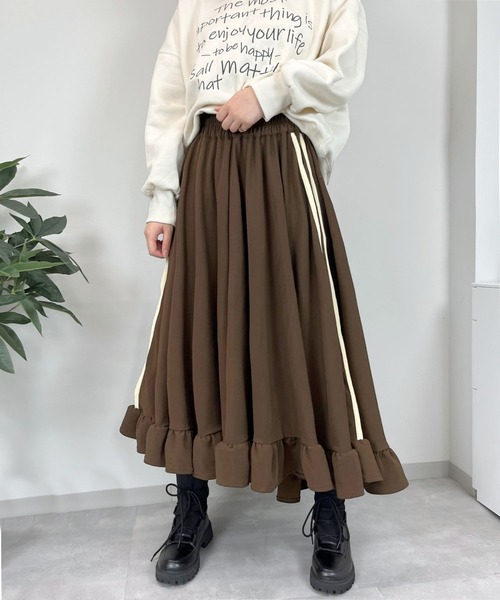 sevens(セブンズ)の「【sevens】SK 裾フリルジャージロングスカート(スカート・レディース・ブラック/ブラウン・FREE)」の12枚目の写真