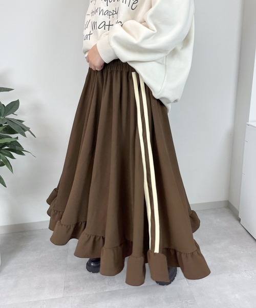 sevens(セブンズ)の「【sevens】SK 裾フリルジャージロングスカート(スカート・レディース・ブラック/ブラウン・FREE)」の13枚目の写真