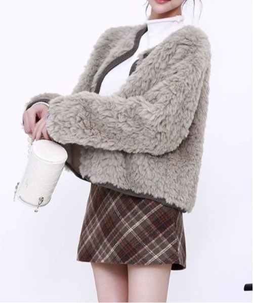 gossip!ロサンゼルス(ゴシップロサンゼルス)の「【サイズあり】ウールライク ヴィンテージ チェック 厚手シンプルミニスカート(インパン付)(秋冬のガーリー定番スカート)(スカート・レディース・ブラウン/グレー・S/M/L)」の8枚目の写真