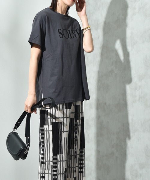INTERPLANET(インタープラネット)の「フロッキーロゴベーシックTシャツ(Tシャツ/カットソー・レディース・モカ/チャコールグレー/オフホワイト・FREE)」の13枚目の写真