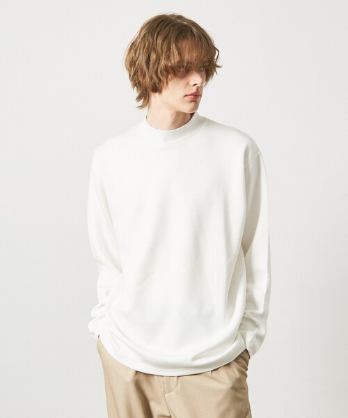 ABAHOUSE(アバハウス)の「【シルキータッチ】ライトダンボールモックネック ロンT(Tシャツ/カットソー・メンズ・グレイッシュベージュ/ブラック/グレイッシュブルー/ホワイト・44/46/48)」の10枚目の写真