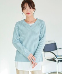 リブ編み」に該当するニット/セーター（ブルー・ネイビー/青色系