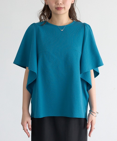 LAVEANGE（ラビアンジェ）の「サッカーストライプフリルブラウス（シャツ/ブラウス・レディース・ブラック/ブルー/オフホワイト・4L/3L/LL/M/5L）」の22枚目の写真