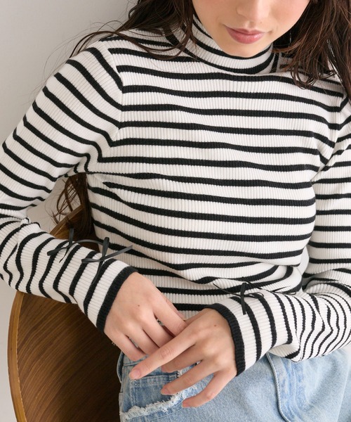 OLIVE des OLIVE（オリーブデオリーブ）の「袖リボンタートルネック（ニット/セーター・レディース・ピンク/その他/ブラック/オフホワイト・FREE）」の4枚目の写真