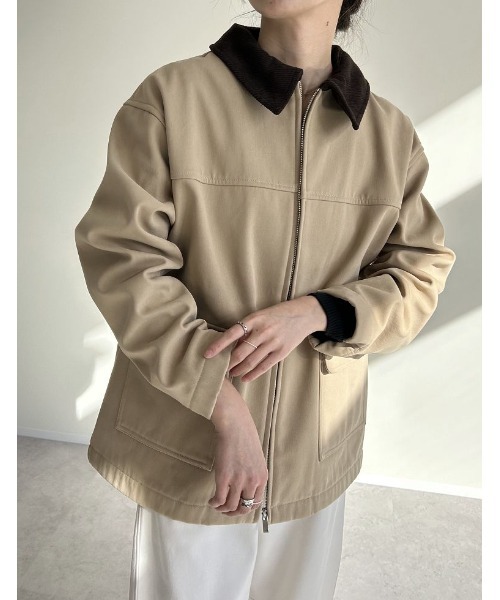 セール】裏起毛コーデュロイカラーカバーオールジャケット（ブルゾン