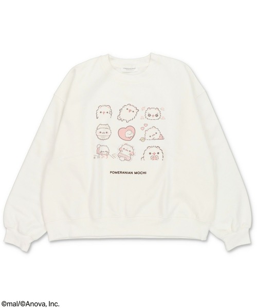 SPINNS（スピンズ）の「『ポメラニアンもち×SPINNS』ビッグスウェット（スウェット・レディース・チャコール/ホワイト・ONESIZE）」の2枚目の写真