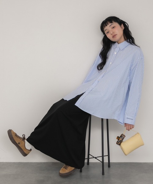 HEILIS(ヘイリス)の「Iラインカットナローロングスカート / マキシ丈(スカート・レディース・チャコールグレー/ブラック・FREE)」の20枚目の写真
