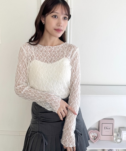 Loueme（ルエム）の「シアーレーストップス（Tシャツ/カットソー・レディース・ホワイト/ブラック/アイボリー・FREE）」の8枚目の写真