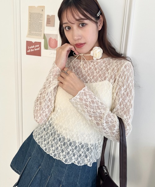 Loueme（ルエム）の「シアーレーストップス（Tシャツ/カットソー・レディース・ホワイト/ブラック/アイボリー・FREE）」の22枚目の写真