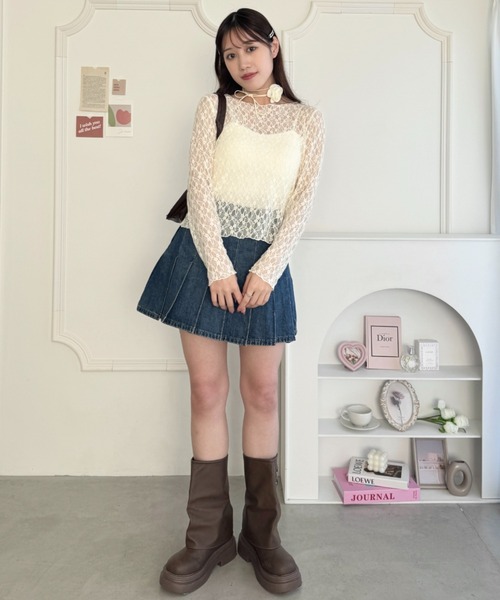 Loueme（ルエム）の「シアーレーストップス（Tシャツ/カットソー・レディース・ホワイト/ブラック/アイボリー・FREE）」の19枚目の写真