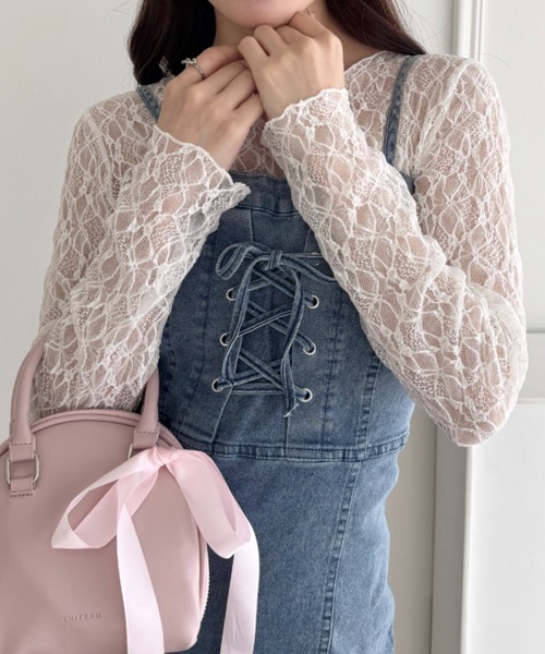 Loueme（ルエム）の「シアーレーストップス（Tシャツ/カットソー・レディース・ホワイト/ブラック/アイボリー・FREE）」の6枚目の写真