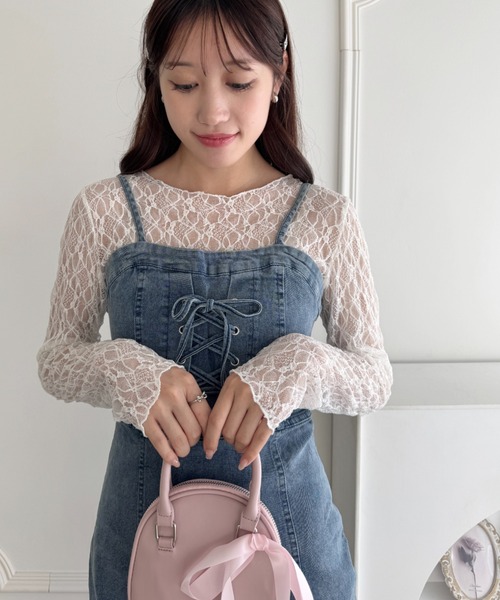 Loueme（ルエム）の「シアーレーストップス（Tシャツ/カットソー・レディース・ホワイト/ブラック/アイボリー・FREE）」の5枚目の写真