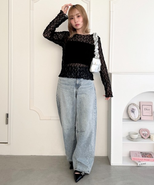 Loueme（ルエム）の「シアーレーストップス（Tシャツ/カットソー・レディース・ホワイト/ブラック/アイボリー・FREE）」の13枚目の写真