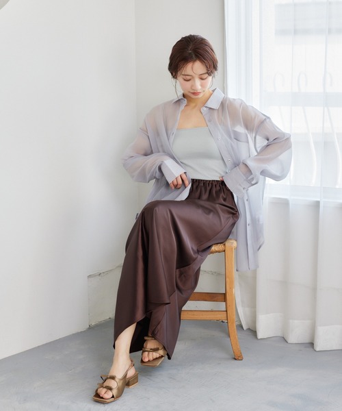 mysty woman（ミスティウーマン）の「あんず企画・モールドカップ付きインナーキャミソール  322314（キャミソール・レディース・ブラック/グレー/オフホワイト/ピンク・FREE）」の5枚目の写真