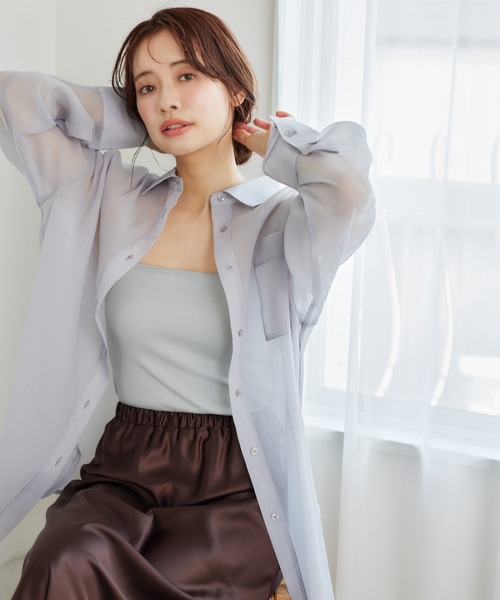 mysty woman（ミスティウーマン）の「あんず企画・モールドカップ付きインナーキャミソール  322314（キャミソール・レディース・ブラック/グレー/オフホワイト/ピンク・FREE）」の6枚目の写真