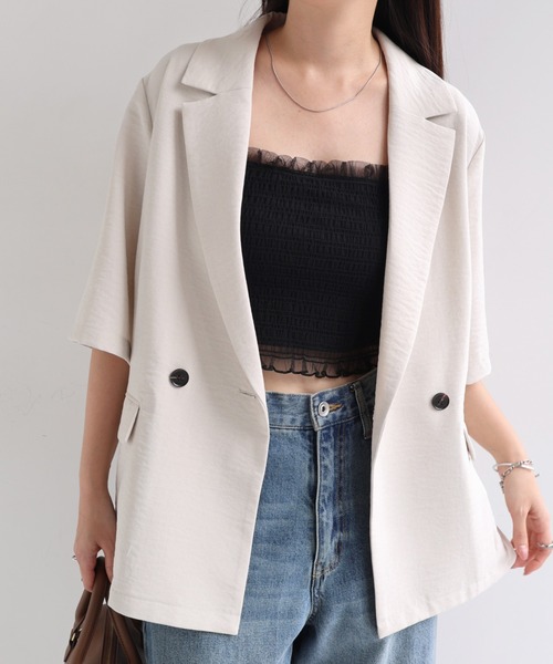 Freesia by andme(フリージアバイアンドミー)の「カップ付きチュールシャーリングショート丈キャミソール(キャミソール・レディース・オフホワイト/ブラック/ピンク/アイボリー・M)」の11枚目の写真