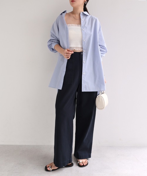 Freesia by andme(フリージアバイアンドミー)の「カップ付きチュールシャーリングショート丈キャミソール(キャミソール・レディース・オフホワイト/ブラック/ピンク/アイボリー・M)」の9枚目の写真