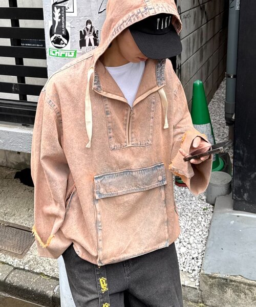 SOUNDSGOOOOD（サウンズグッド）の「【SOUNDS GOOOOD 】デニムアノラックパーカー（パーカー・レディース・サックスブルー/グレー/オレンジ/イエロー/ブルー・ONE SIZE）」の5枚目の写真