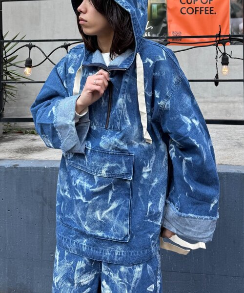 SOUNDSGOOOOD（サウンズグッド）の「【SOUNDS GOOOOD 】デニムアノラックパーカー（パーカー・レディース・サックスブルー/グレー/オレンジ/イエロー/ブルー・ONE SIZE）」の3枚目の写真