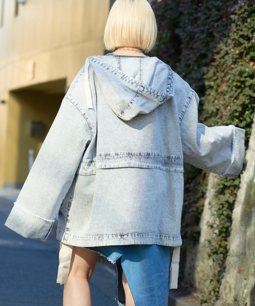 SOUNDSGOOOOD（サウンズグッド）の「【SOUNDS GOOOOD 】デニムアノラックパーカー（パーカー・レディース・サックスブルー/グレー/オレンジ/イエロー/ブルー・ONE SIZE）」の11枚目の写真