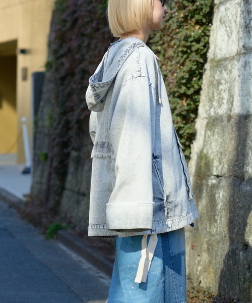 SOUNDSGOOOOD（サウンズグッド）の「【SOUNDS GOOOOD 】デニムアノラックパーカー（パーカー・レディース・サックスブルー/グレー/オレンジ/イエロー/ブルー・ONE SIZE）」の12枚目の写真