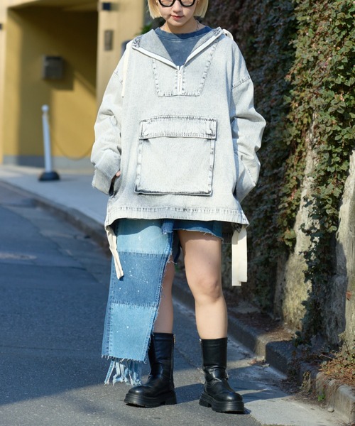 SOUNDSGOOOOD（サウンズグッド）の「【SOUNDS GOOOOD 】デニムアノラックパーカー（パーカー・レディース・サックスブルー/グレー/オレンジ/イエロー/ブルー・ONE SIZE）」の13枚目の写真