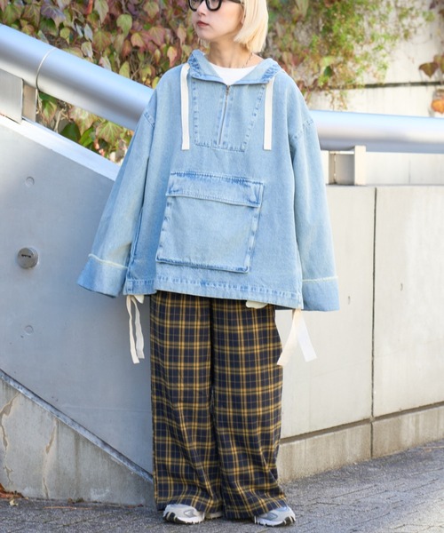 SOUNDSGOOOOD（サウンズグッド）の「【SOUNDS GOOOOD 】デニムアノラックパーカー（パーカー・レディース・サックスブルー/グレー/オレンジ/イエロー/ブルー・ONE SIZE）」の19枚目の写真