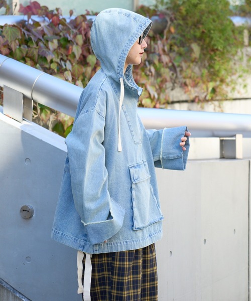 SOUNDSGOOOOD（サウンズグッド）の「【SOUNDS GOOOOD 】デニムアノラックパーカー（パーカー・レディース・サックスブルー/グレー/オレンジ/イエロー/ブルー・ONE SIZE）」の17枚目の写真