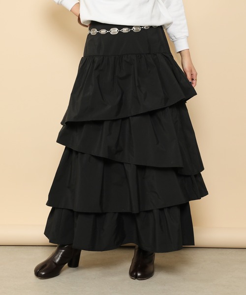 en CAnAF(エンカナフ)の「ランダムティアードロングスカート(スカート・レディース・ブラック/オフホワイト・フリー)」の16枚目の写真