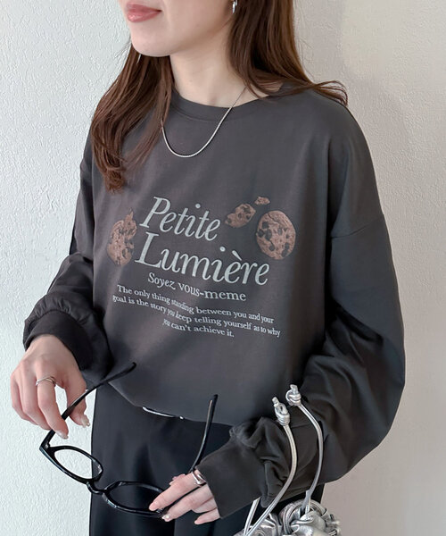 DISCOAT（ディスコート）の「【WEB限定】クッキーパッケージロゴビッグTシャツ（Tシャツ/カットソー・レディース・チャコールグレー/ホワイト・MEDIUM）」の2枚目の写真