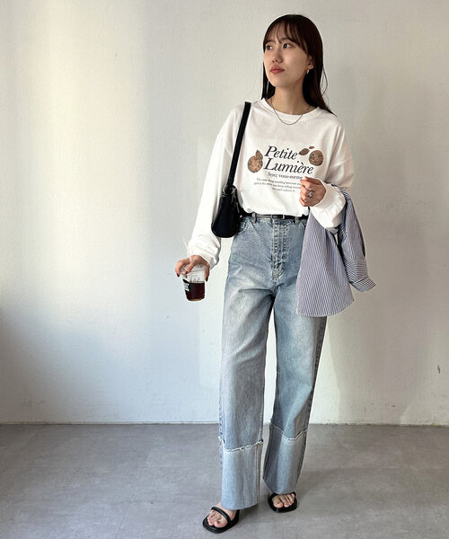DISCOAT（ディスコート）の「【WEB限定】クッキーパッケージロゴビッグTシャツ（Tシャツ/カットソー・レディース・チャコールグレー/ホワイト・MEDIUM）」の4枚目の写真