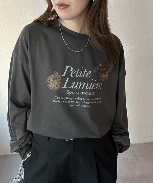 DISCOAT（ディスコート）の「【WEB限定】クッキーパッケージロゴビッグTシャツ（Tシャツ/カットソー・レディース・チャコールグレー/ホワイト・MEDIUM）」の5枚目の写真