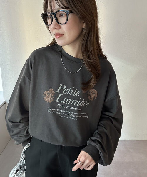 DISCOAT（ディスコート）の「【WEB限定】クッキーパッケージロゴビッグTシャツ（Tシャツ/カットソー・レディース・チャコールグレー/ホワイト・MEDIUM）」の6枚目の写真