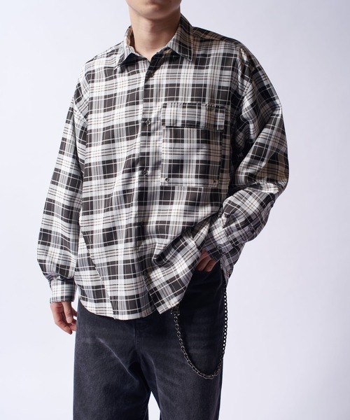 Lui's(ルイス)の「【Neucon/ニューコン】アイレットポケットオーバーサイズチェックシャツ(シャツ/ブラウス・メンズ・サックスブルー/ブラック・2/1)」の20枚目の写真