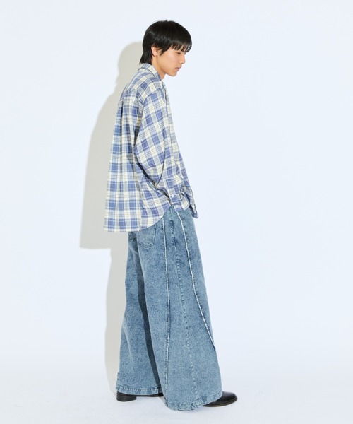 Lui's(ルイス)の「【Neucon/ニューコン】アイレットポケットオーバーサイズチェックシャツ(シャツ/ブラウス・メンズ・サックスブルー/ブラック・2/1)」の16枚目の写真