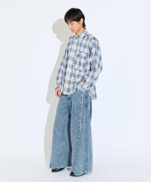 Lui's(ルイス)の「【Neucon/ニューコン】アイレットポケットオーバーサイズチェックシャツ(シャツ/ブラウス・メンズ・サックスブルー/ブラック・2/1)」の18枚目の写真