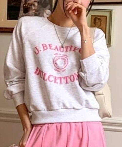ROOPTOKYO（ループトウキョウ）の「College logo style printed short length sweatshirt / カレッジロゴ風プリントショート丈 スウェット（スウェット・レディース・ブルー/アイボリー/グレー・FREE）」の2枚目の写真