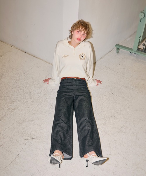 ACLENT(アクレント)の「エンブレムロゴステッチニット(ニット/セーター・レディース・ブラック/ホワイト/グレー/ネイビー・FREE)」の18枚目の写真