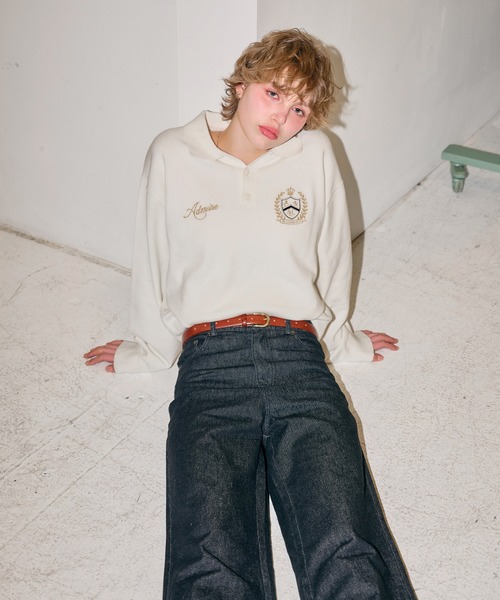 ACLENT(アクレント)の「エンブレムロゴステッチニット(ニット/セーター・レディース・ブラック/ホワイト/グレー/ネイビー・FREE)」の21枚目の写真