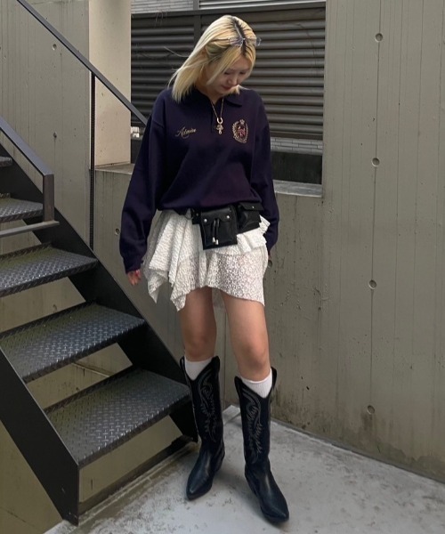 ACLENT(アクレント)の「エンブレムロゴステッチニット(ニット/セーター・レディース・ブラック/ホワイト/グレー/ネイビー・FREE)」の13枚目の写真