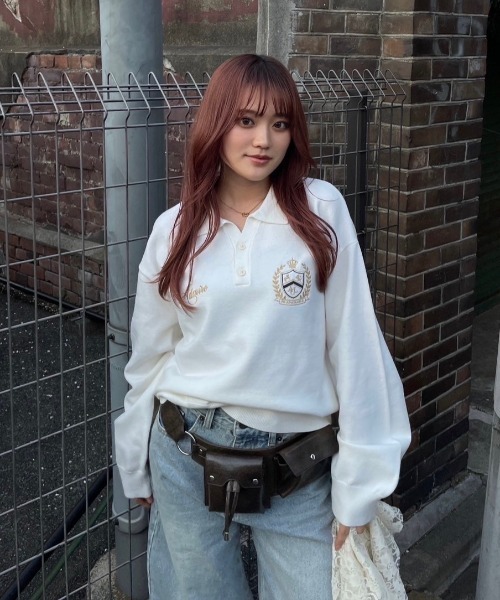 ACLENT(アクレント)の「エンブレムロゴステッチニット(ニット/セーター・レディース・ブラック/ホワイト/グレー/ネイビー・FREE)」の10枚目の写真