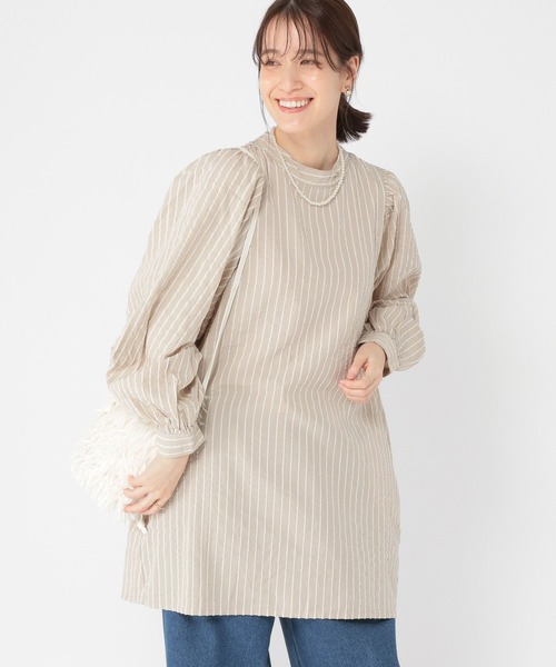 studio CLIP（スタディオクリップ）の「モールストライプチュニック（チュニック・レディース・ベージュ/グレー・FREE）」の18枚目の写真