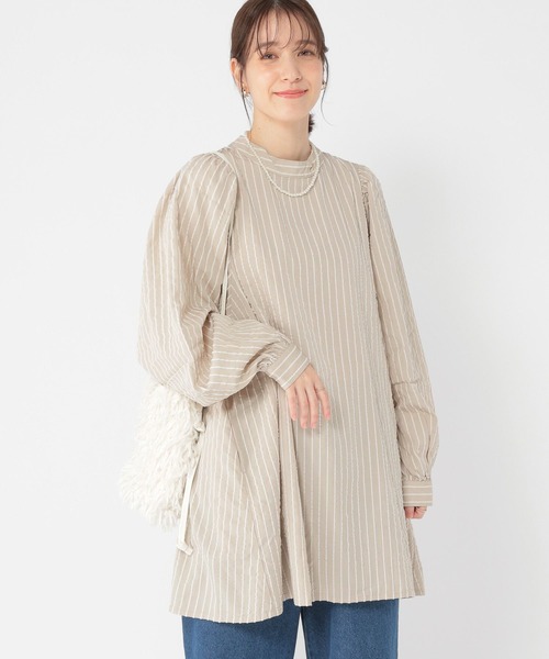studio CLIP（スタディオクリップ）の「モールストライプチュニック（チュニック・レディース・ベージュ/グレー・FREE）」の17枚目の写真