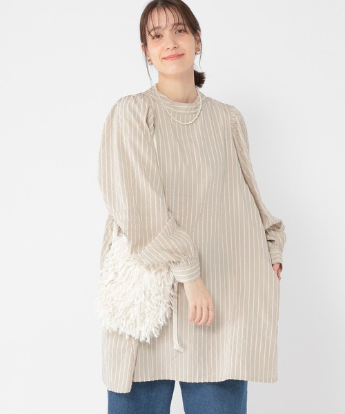 studio CLIP（スタディオクリップ）の「モールストライプチュニック（チュニック・レディース・ベージュ/グレー・FREE）」の16枚目の写真