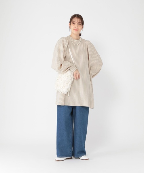 studio CLIP（スタディオクリップ）の「モールストライプチュニック（チュニック・レディース・ベージュ/グレー・FREE）」の15枚目の写真