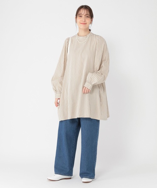studio CLIP（スタディオクリップ）の「モールストライプチュニック（チュニック・レディース・ベージュ/グレー・FREE）」の14枚目の写真